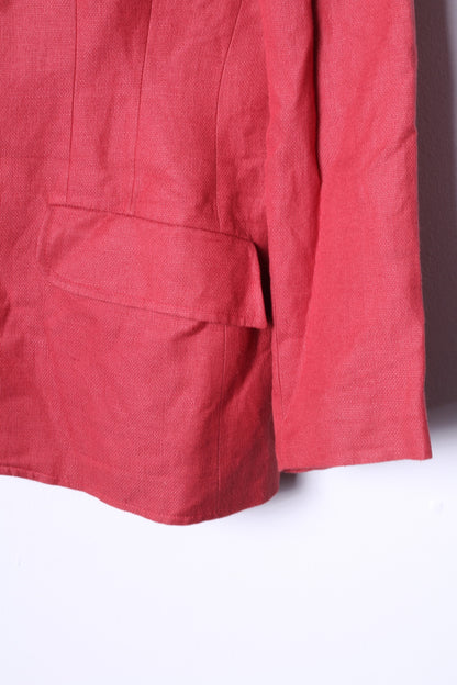 Marc Aurel Womens 42 Blazer Red Single Breasted Linen Shoulder Pads Top