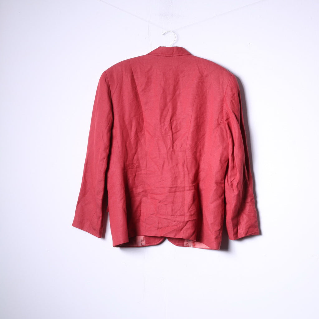 Marc Aurel Womens 42 Blazer Rouge Simple Boutonnage Lin Épaulettes Top