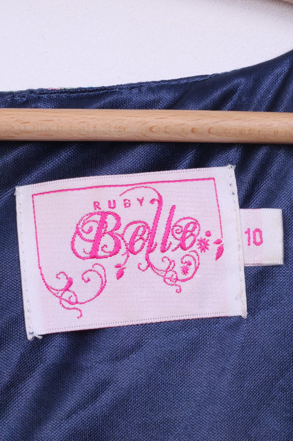 Ruby Belle Miniabito da donna 10 M con stampa floreale a maniche lunghe e scollo a V blu scuro