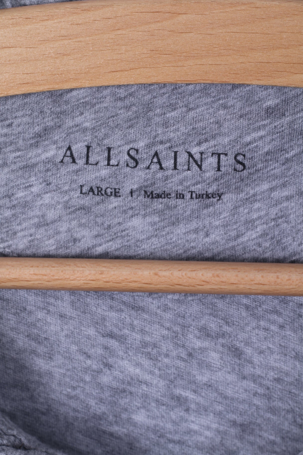 All Saints Mens S Polo Shirt Grey Cotton Stretch Short Sleeve