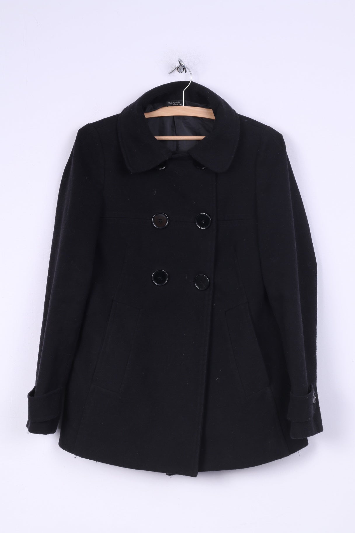 Cappotto Cappotto Terranova Donna M Cappotto Nero Nero Made in Italy Doppio Petto
