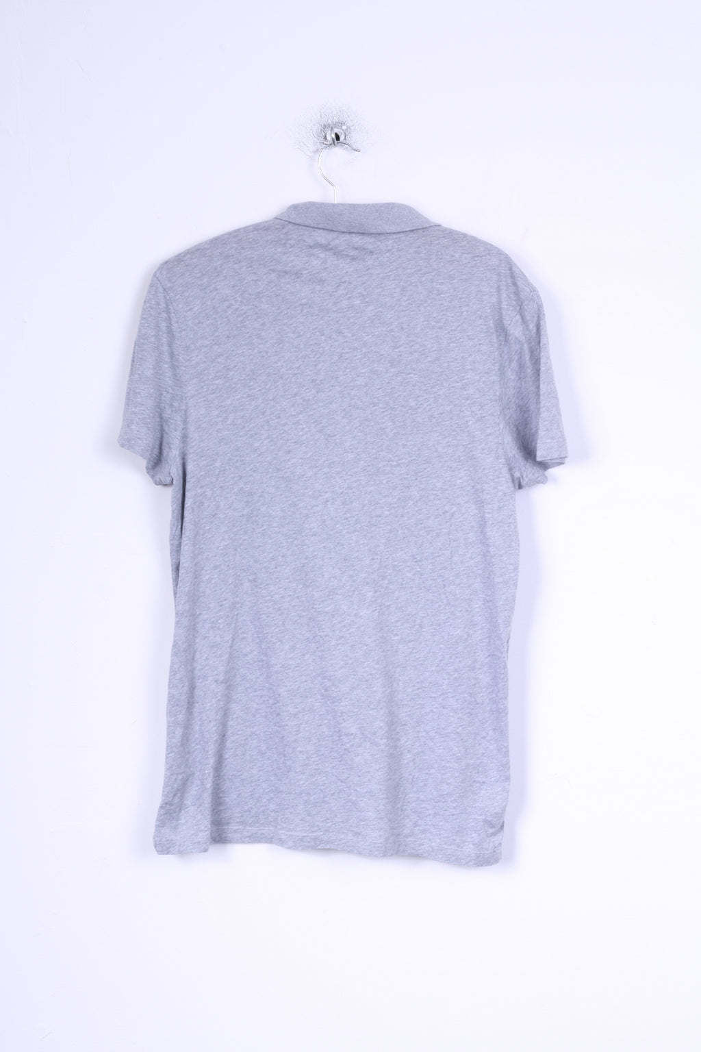 All Saints Mens S Polo Shirt Grey Cotton Stretch Short Sleeve