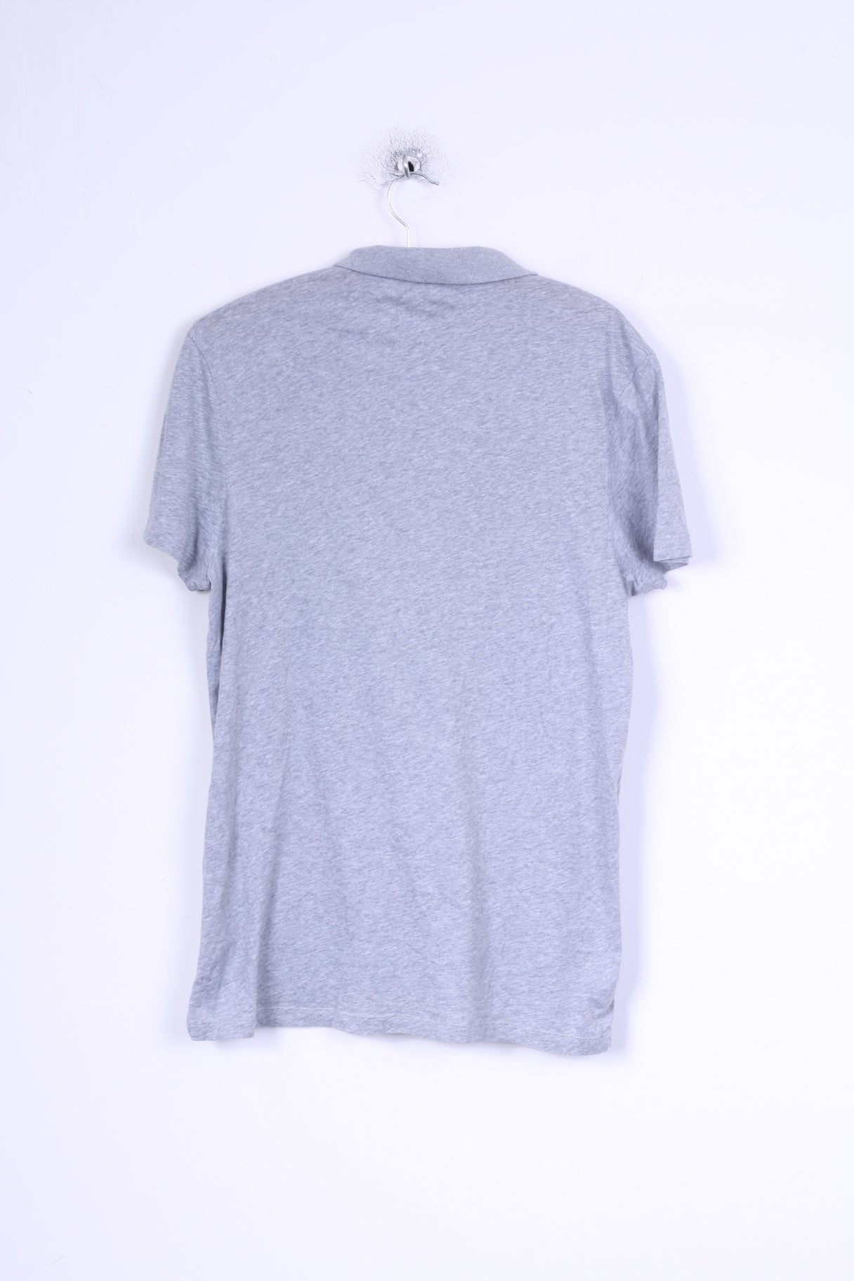 All Saints Mens S Polo Shirt Grey Cotton Stretch Short Sleeve