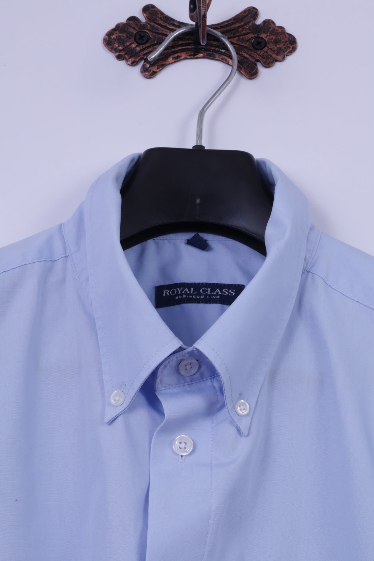 Royal Class Chemise décontractée pour homme 45 XXL en coton bleu Business Line Haut à manches longues