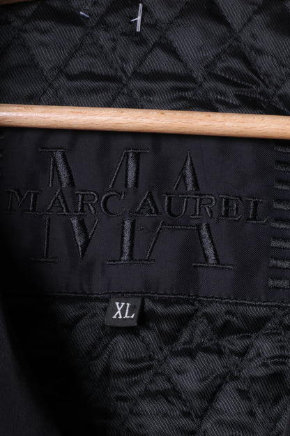 Marc Aurel Veste XL pour femme Noir Haut imperméable en nylon rembourré à simple boutonnage