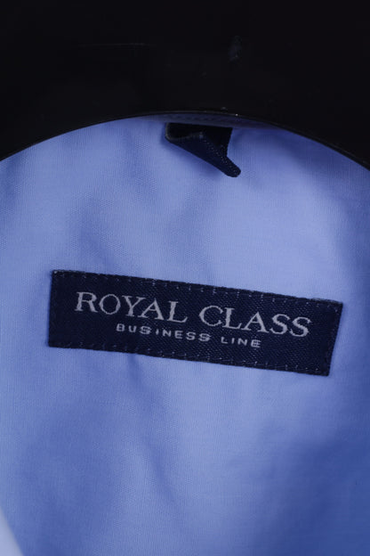 Royal Class Chemise décontractée pour homme 45 XXL en coton bleu Business Line Haut à manches longues