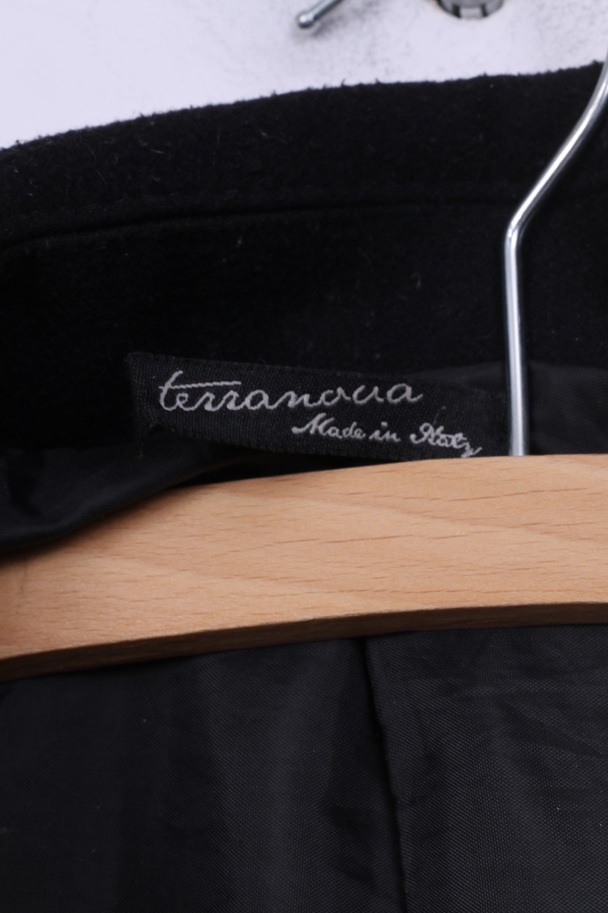 Terranova Womens M Cappotto Coat Jacket Nero Black Made in Italy Double Breasted