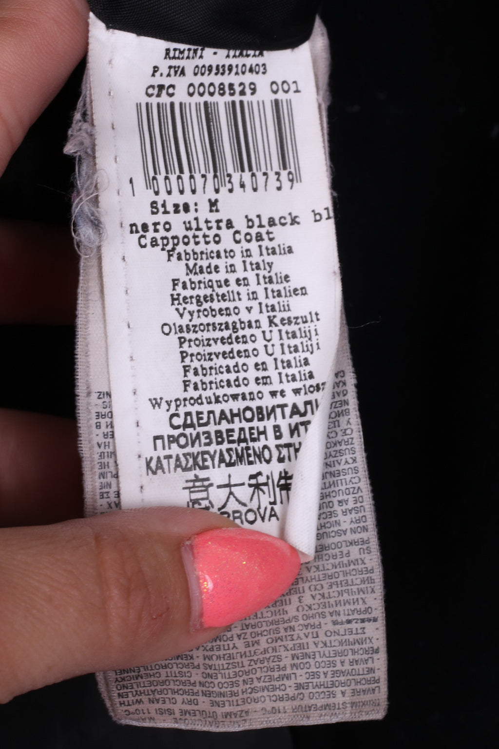 Terranova Womens M Cappotto Coat Jacket Nero Black Made in Italy Double Breasted