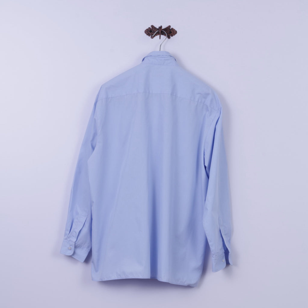 Camicia casual da uomo 45 XXL Royal Class Top a maniche lunghe in cotone blu linea business