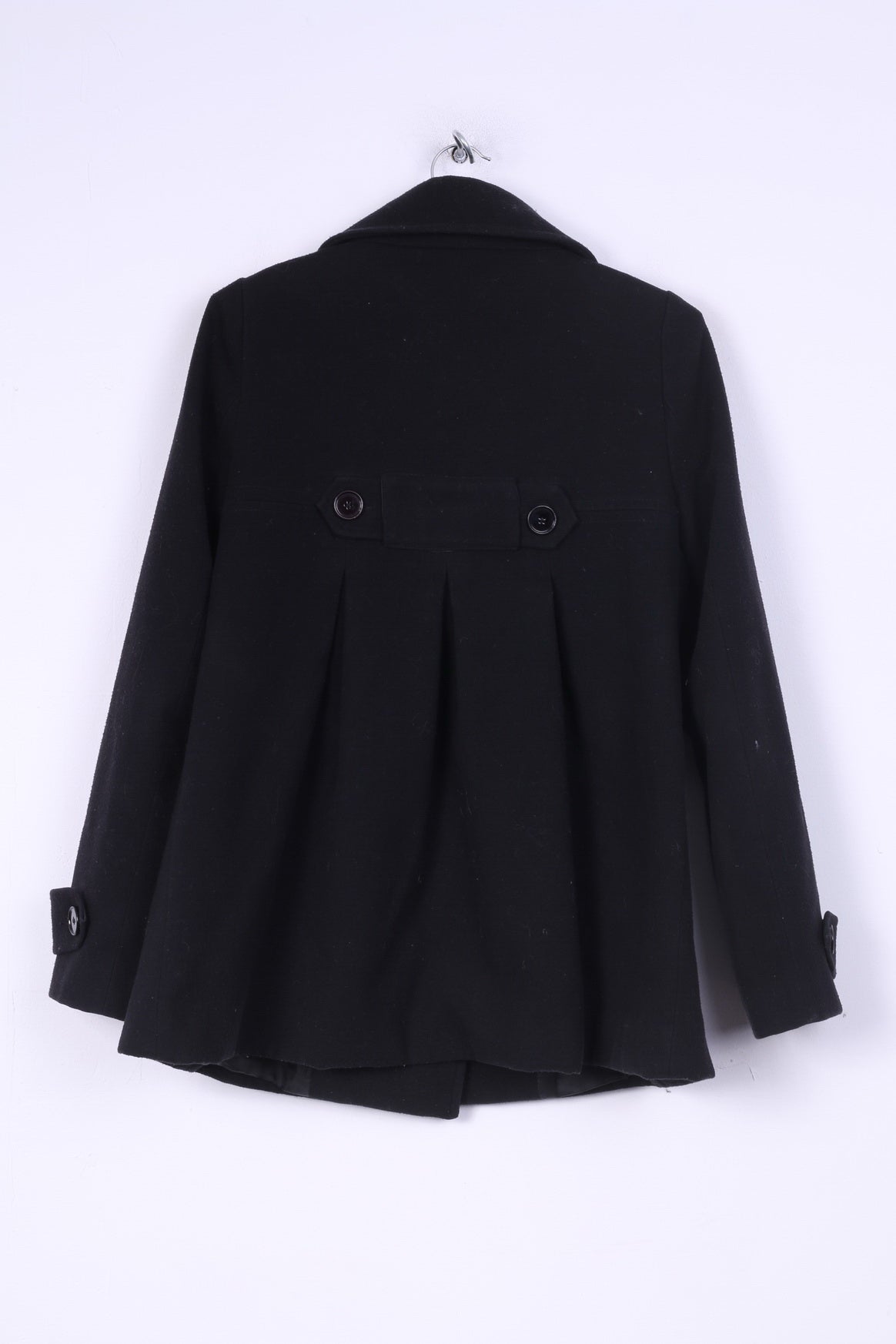 Terranova Womens M Cappotto Coat Jacket Nero Black Made in Italy Double Breasted