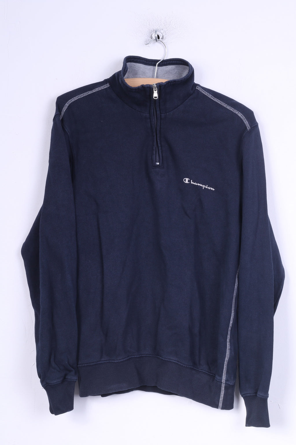 Champion Sweat-shirt pour femme en coton bleu marine avec col zippé et col montant