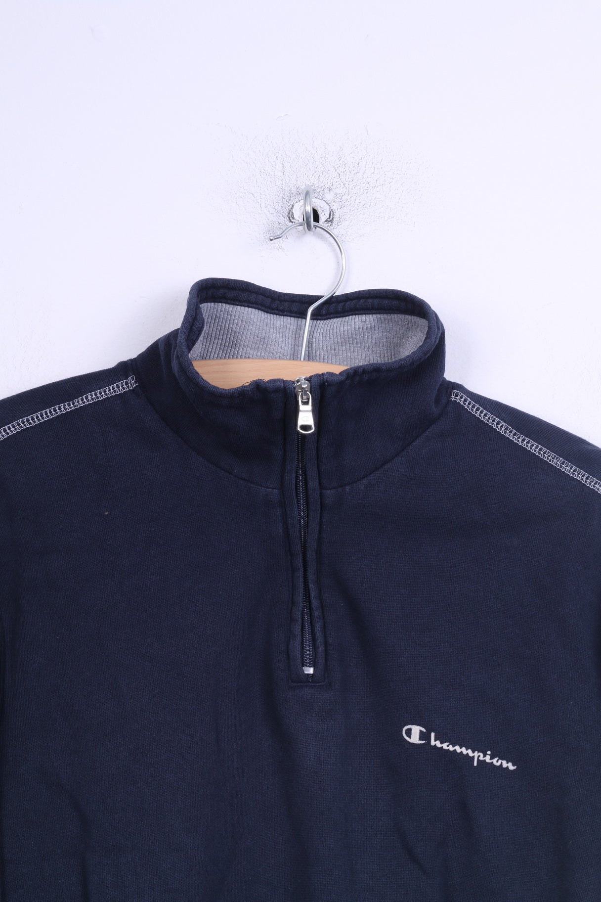 Champion Sweat-shirt pour femme en coton bleu marine avec col zippé et col montant
