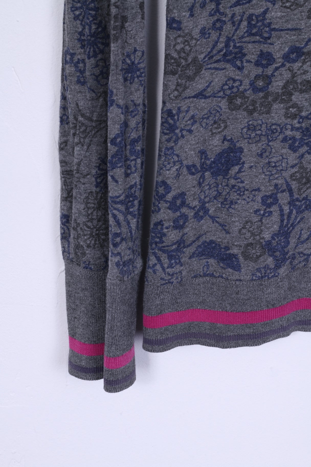 Replay Camicia M da donna Grigia a maniche lunghe con scialle stampato a fiori elasticizzati