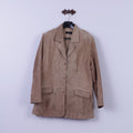 Giacca SAKI da donna 42 Blazer con bottoni in pelle scamosciata beige Classico top country