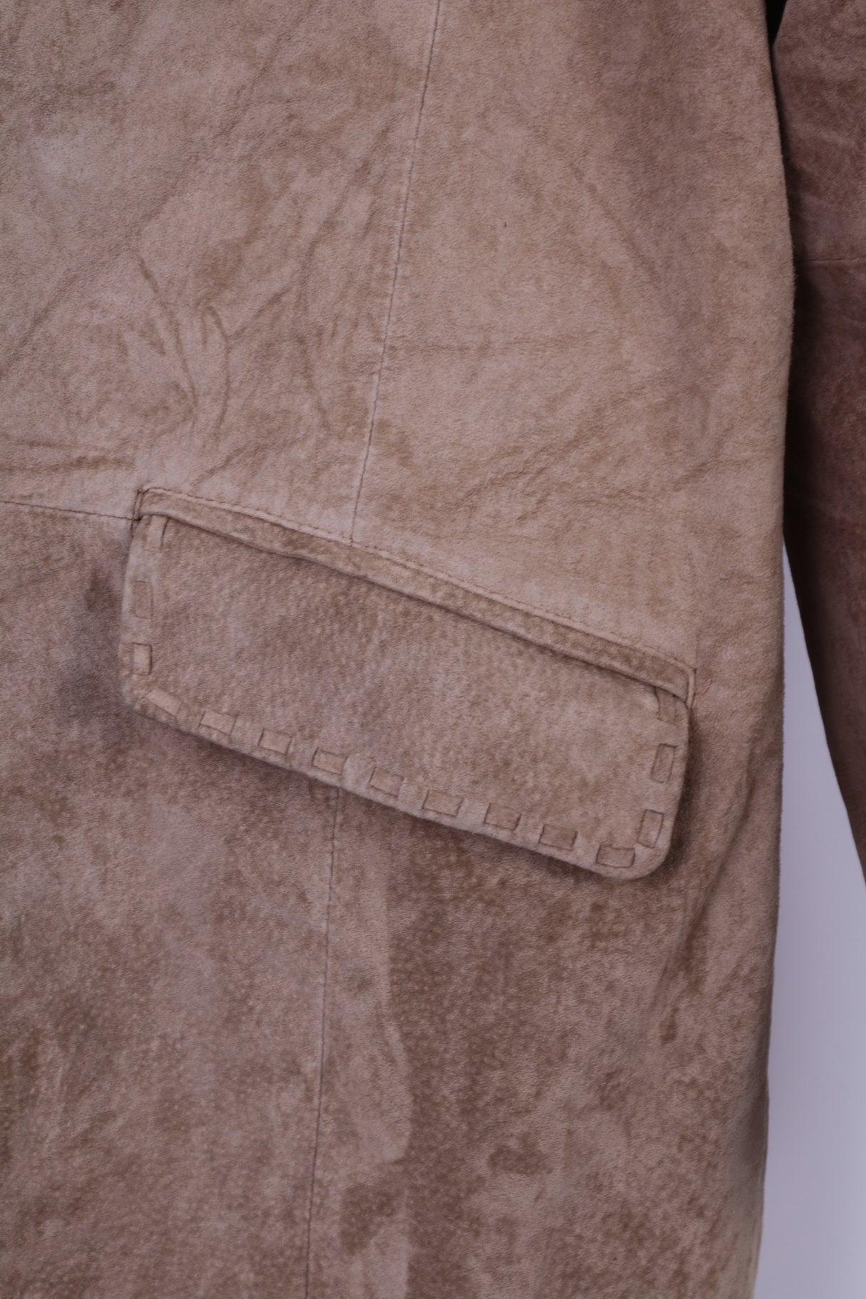 Giacca SAKI da donna 42 Blazer con bottoni in pelle scamosciata beige Classico top country