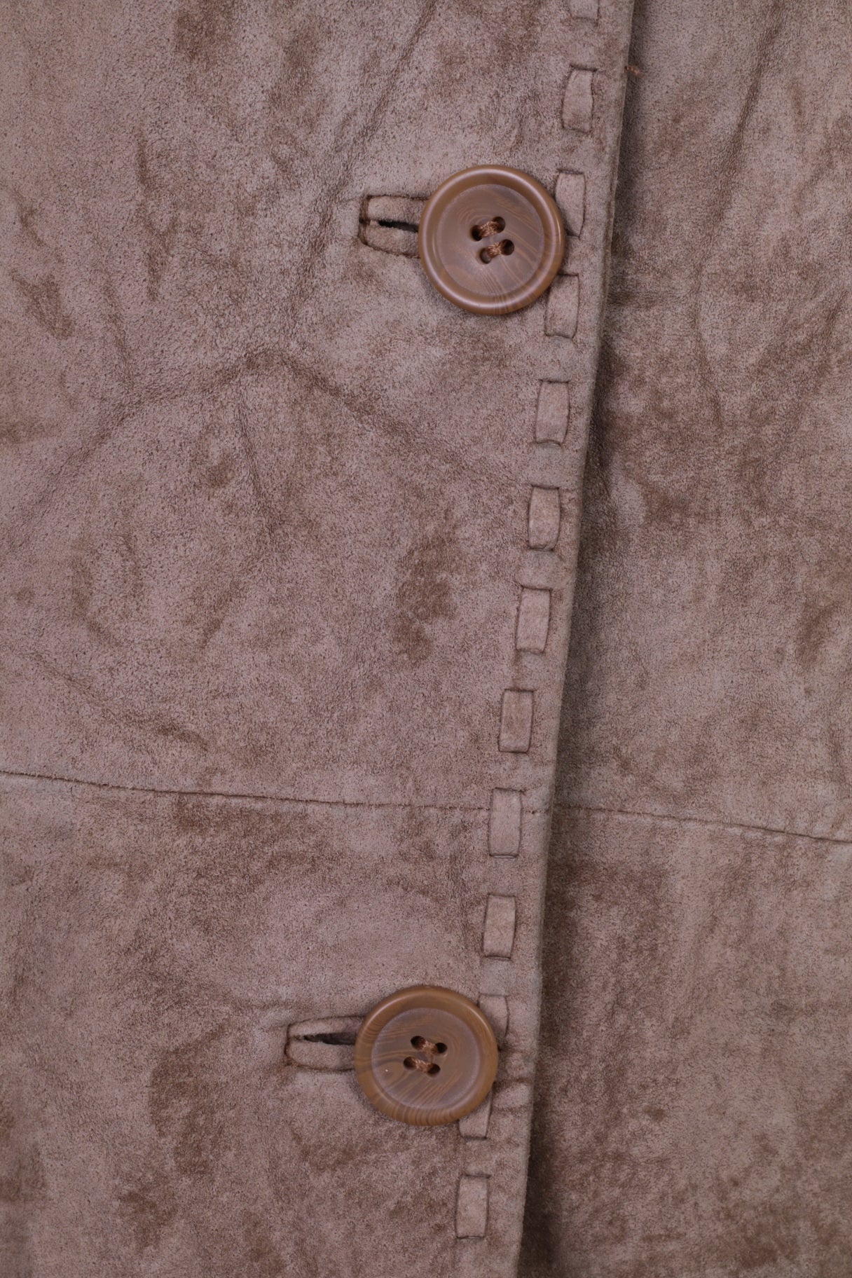 Giacca SAKI da donna 42 Blazer con bottoni in pelle scamosciata beige Classico top country