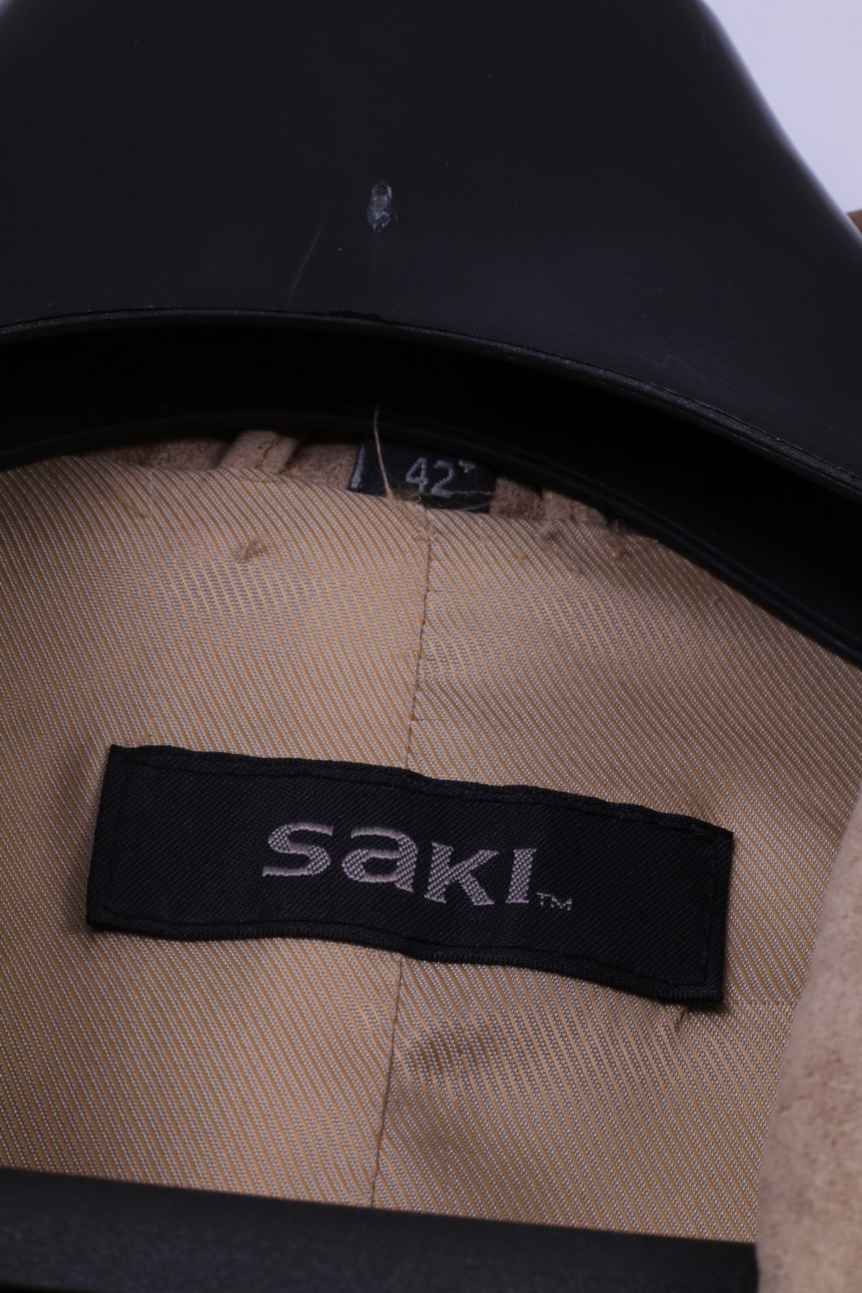 Giacca SAKI da donna 42 Blazer con bottoni in pelle scamosciata beige Classico top country