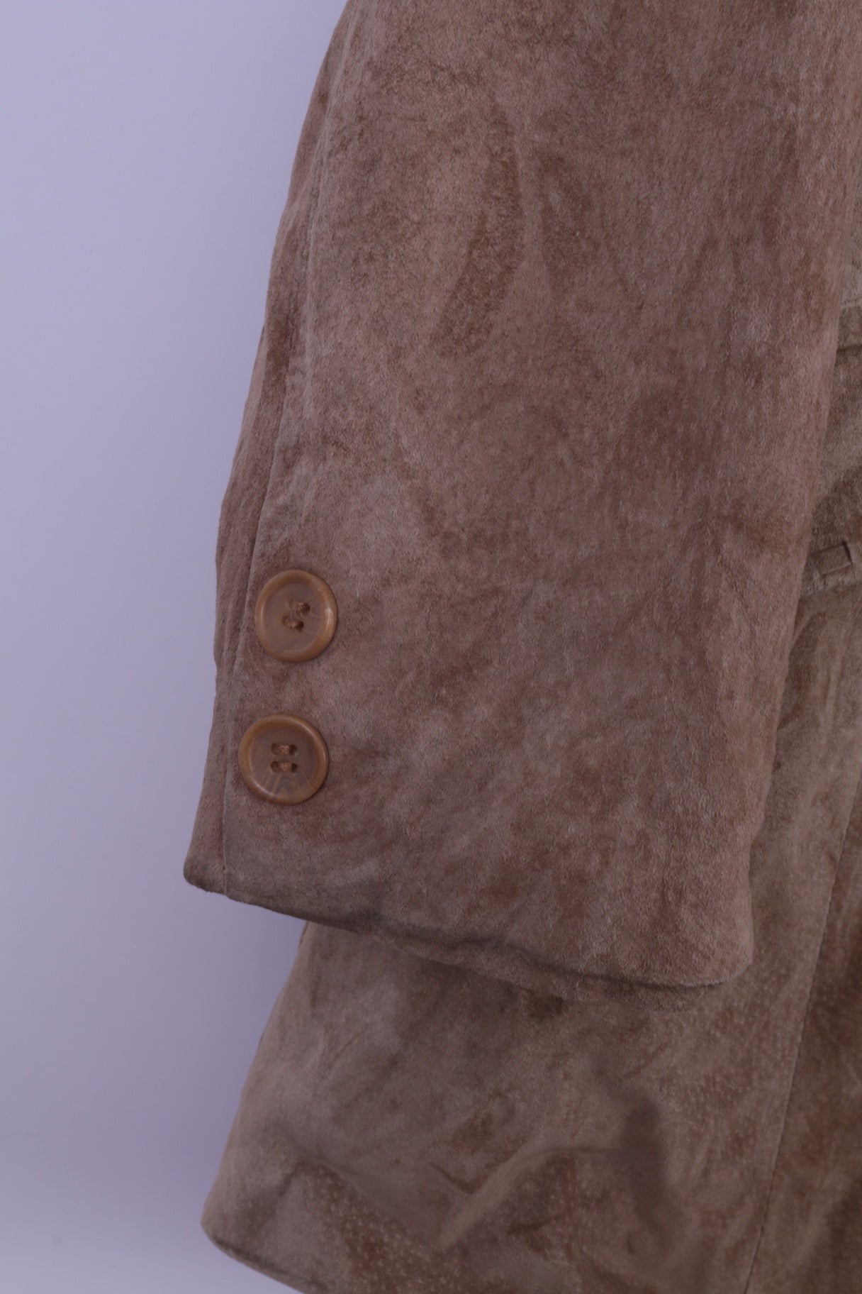 Giacca SAKI da donna 42 Blazer con bottoni in pelle scamosciata beige Classico top country