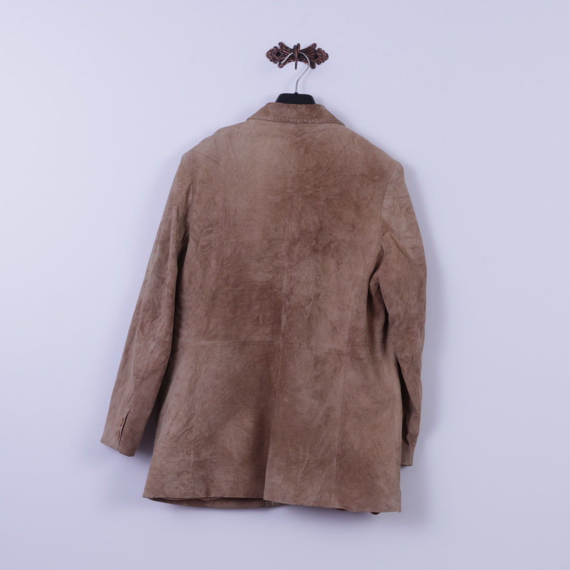 Giacca SAKI da donna 42 Blazer con bottoni in pelle scamosciata beige Classico top country