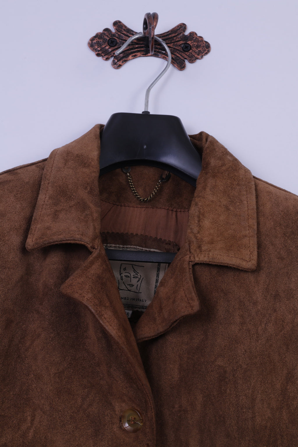 Giacca Privilegi da donna 48 XL Giacca in pelle scamosciata marrone vintage progettata in Italia