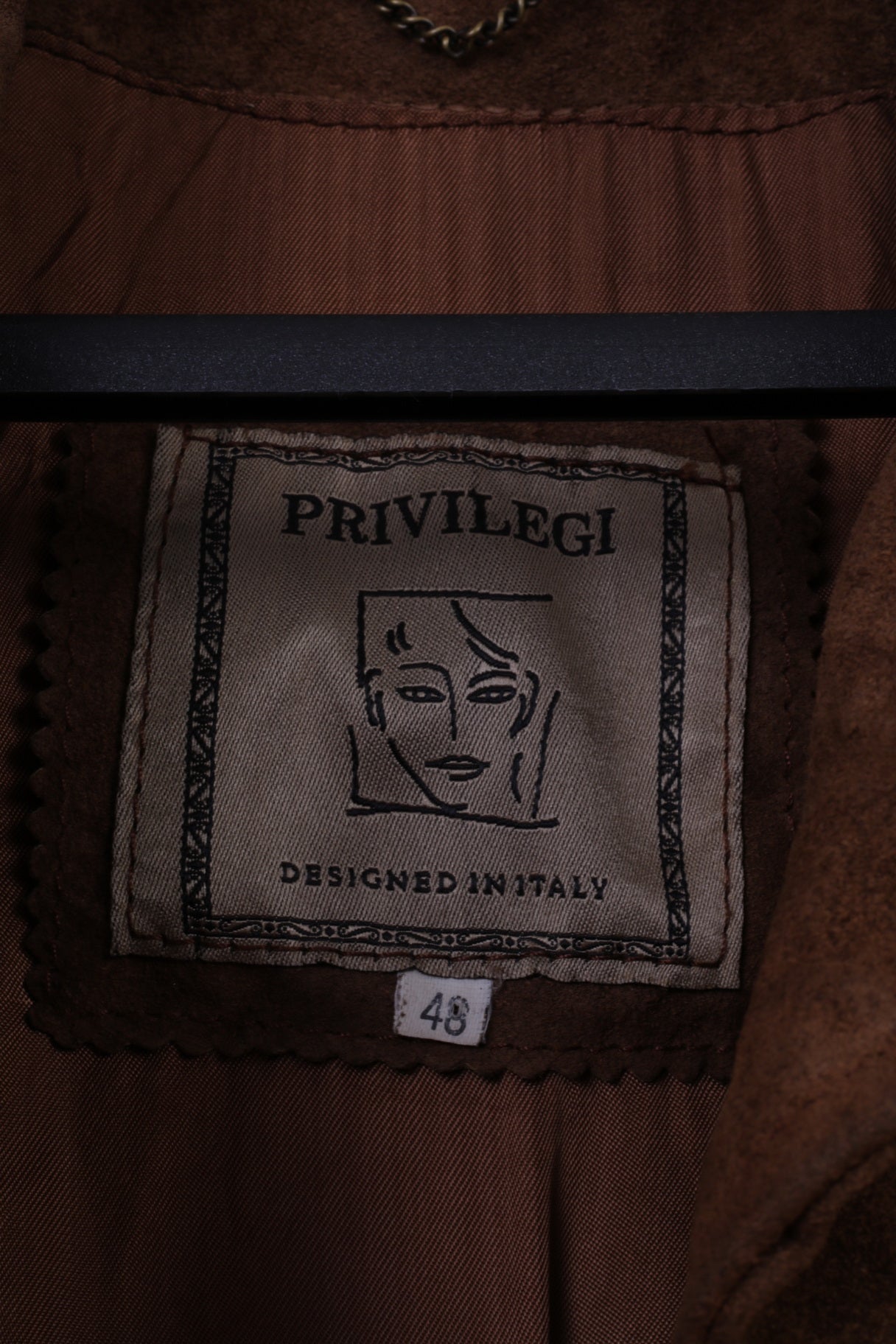 Giacca Privilegi da donna 48 XL Giacca in pelle scamosciata marrone vintage progettata in Italia