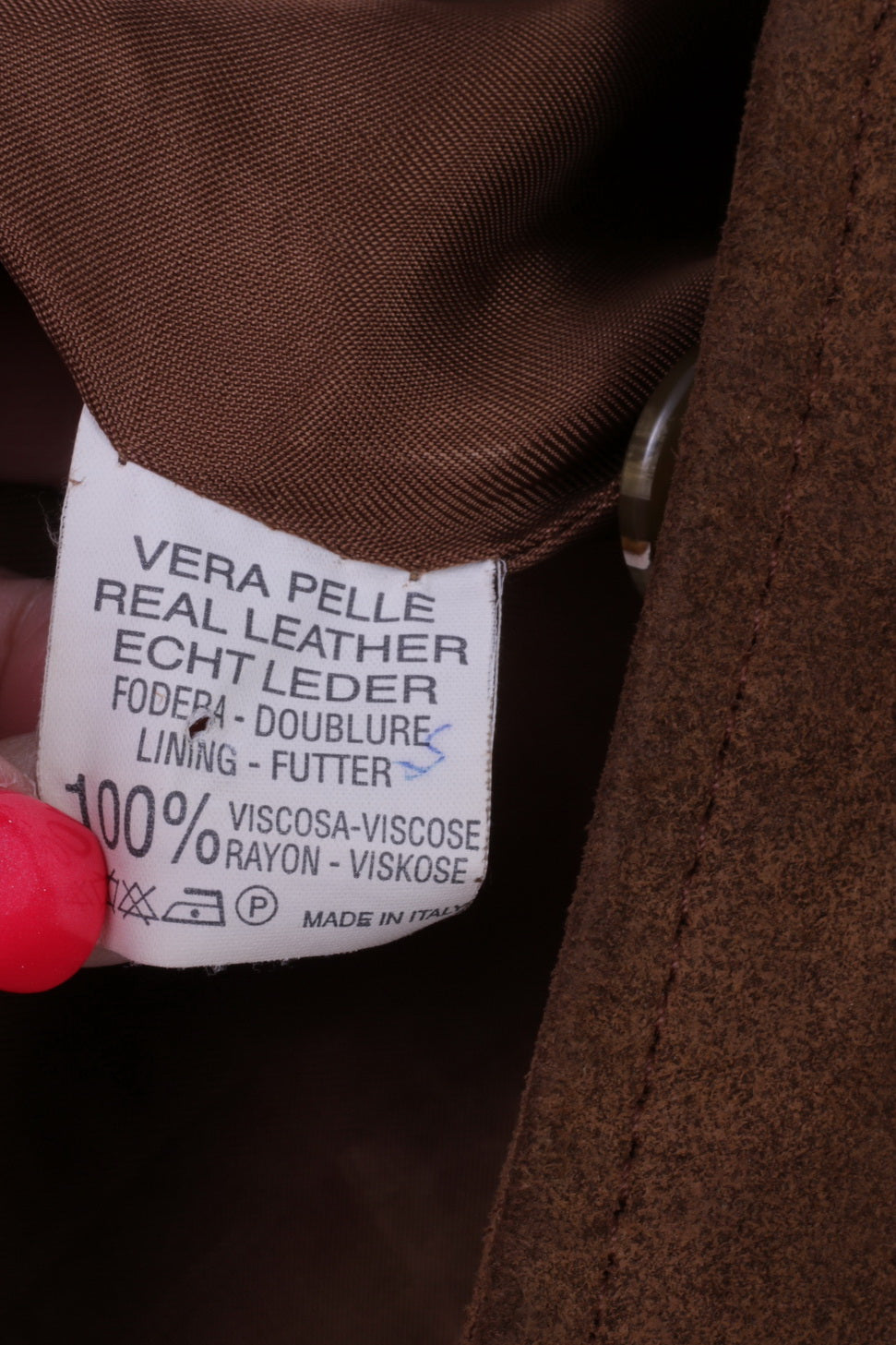 Giacca Privilegi da donna 48 XL Giacca in pelle scamosciata marrone vintage progettata in Italia