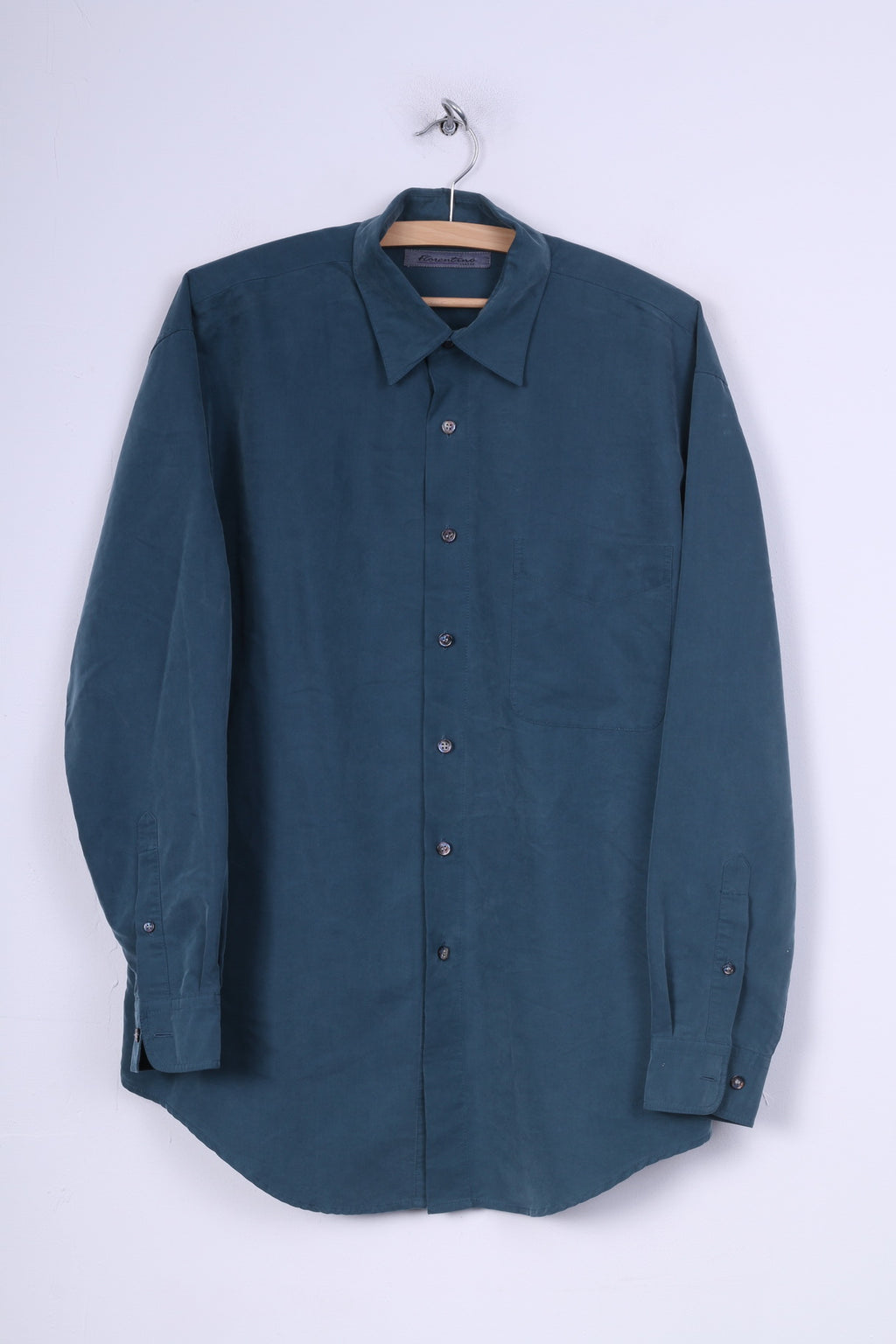 Florentino London Camicia casual da uomo M verde scuro a maniche lunghe vintage