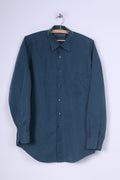 Florentino London Camicia casual da uomo M verde scuro a maniche lunghe vintage