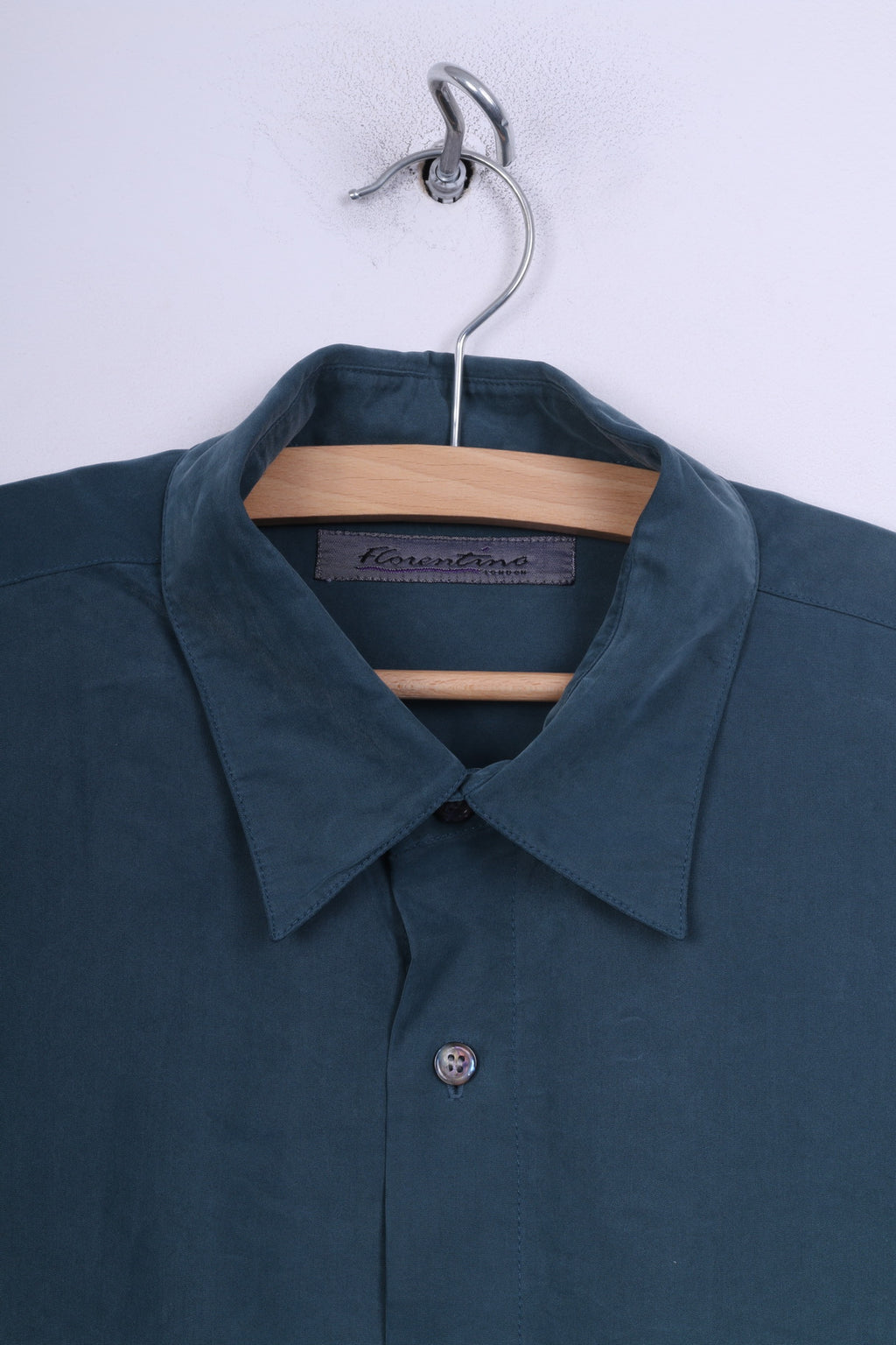 Florentino London Camicia casual da uomo M verde scuro a maniche lunghe vintage