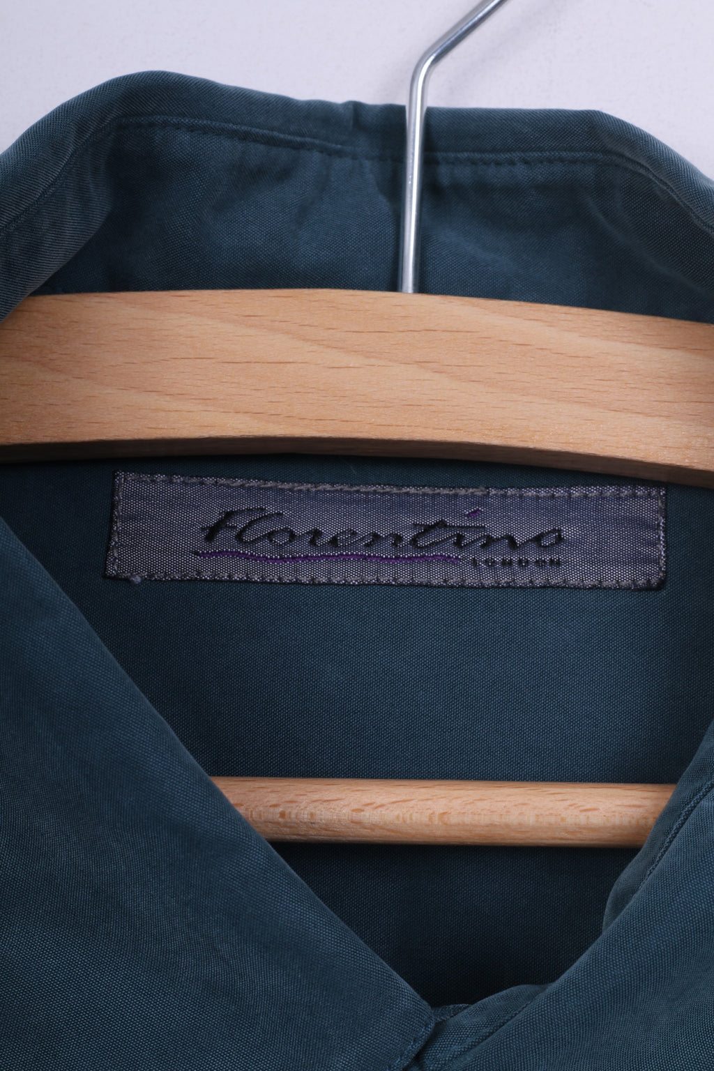 Florentino London Camicia casual da uomo M verde scuro a maniche lunghe vintage