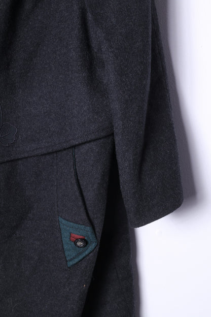 Kohler &Krenzer Alpacca Loden Women 48 2XL Jacket Wool Dark Grey Buttons Front