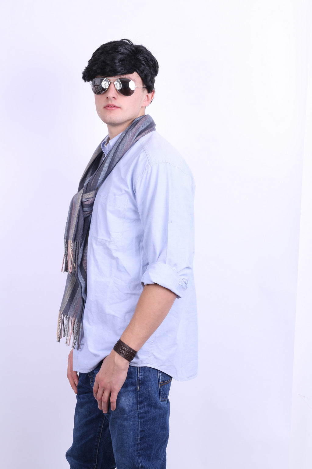 State of Art Mens M Casual Shirt Blue Cotton Classic - RetrospectClothes