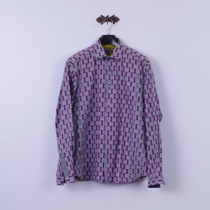 Robert Graham Chemise décontractée XL pour homme, bordure en coton violet, manches longues, coupe classique