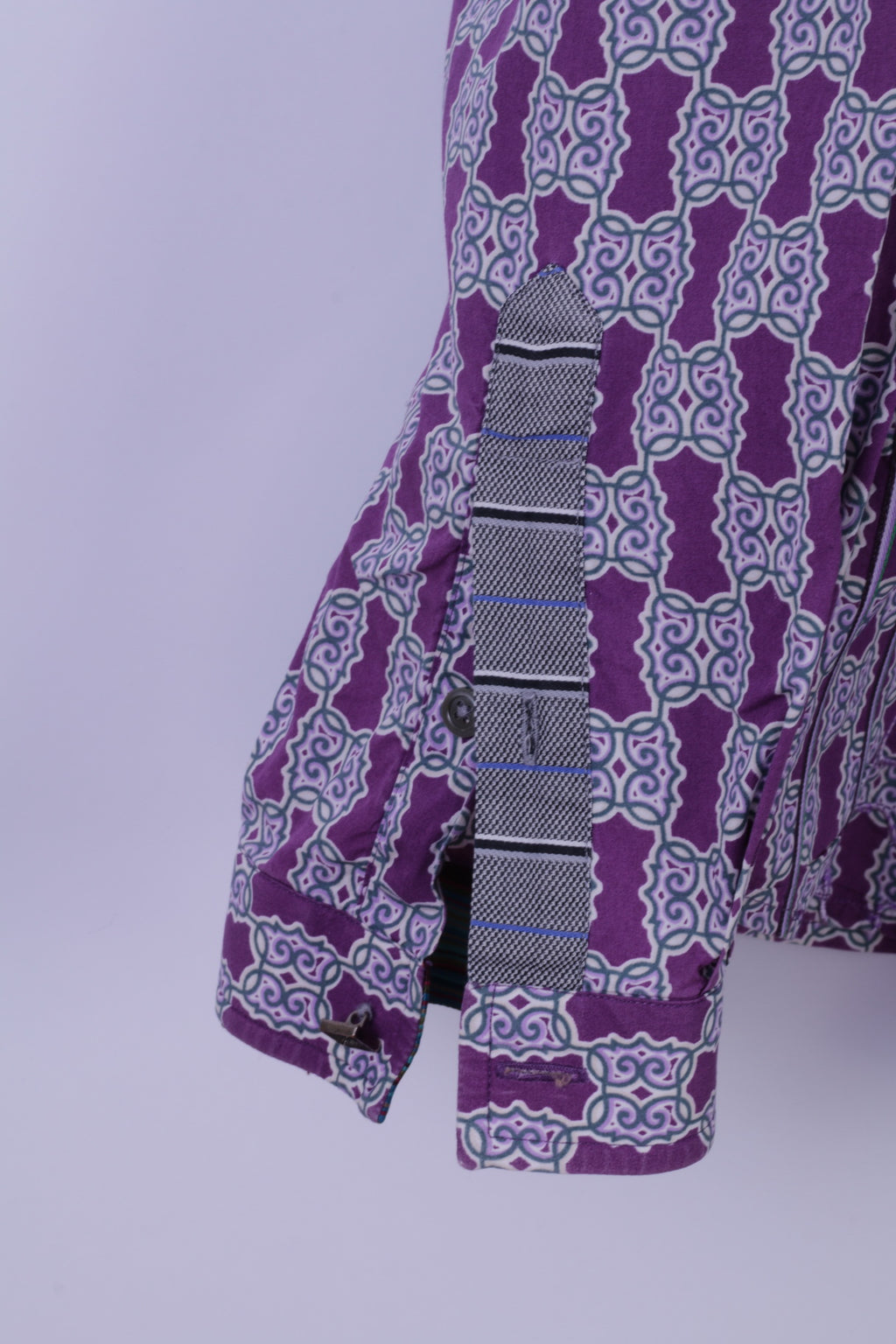 Robert Graham Mens XL Casual Shirt Purple Cotton Trim Silk Long Sleeve Classic Fit