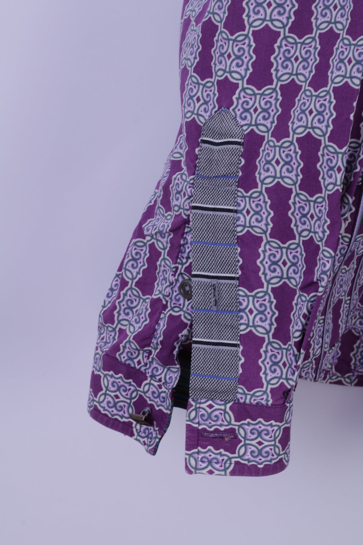 Robert Graham Mens XL Casual Shirt Purple Cotton Trim Silk Long Sleeve Classic Fit