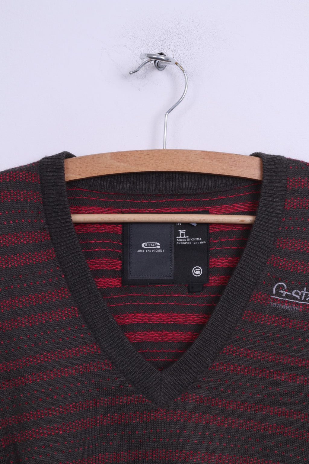 G-star Raw Denim Pull M Jumper V Neck Homme Rayé Gris