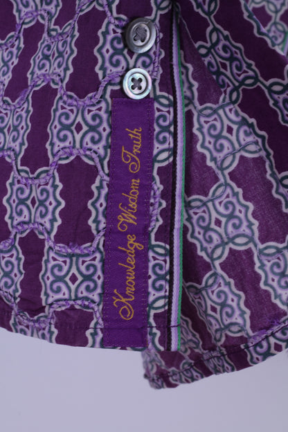 Robert Graham Chemise décontractée XL pour homme, bordure en coton violet, manches longues, coupe classique