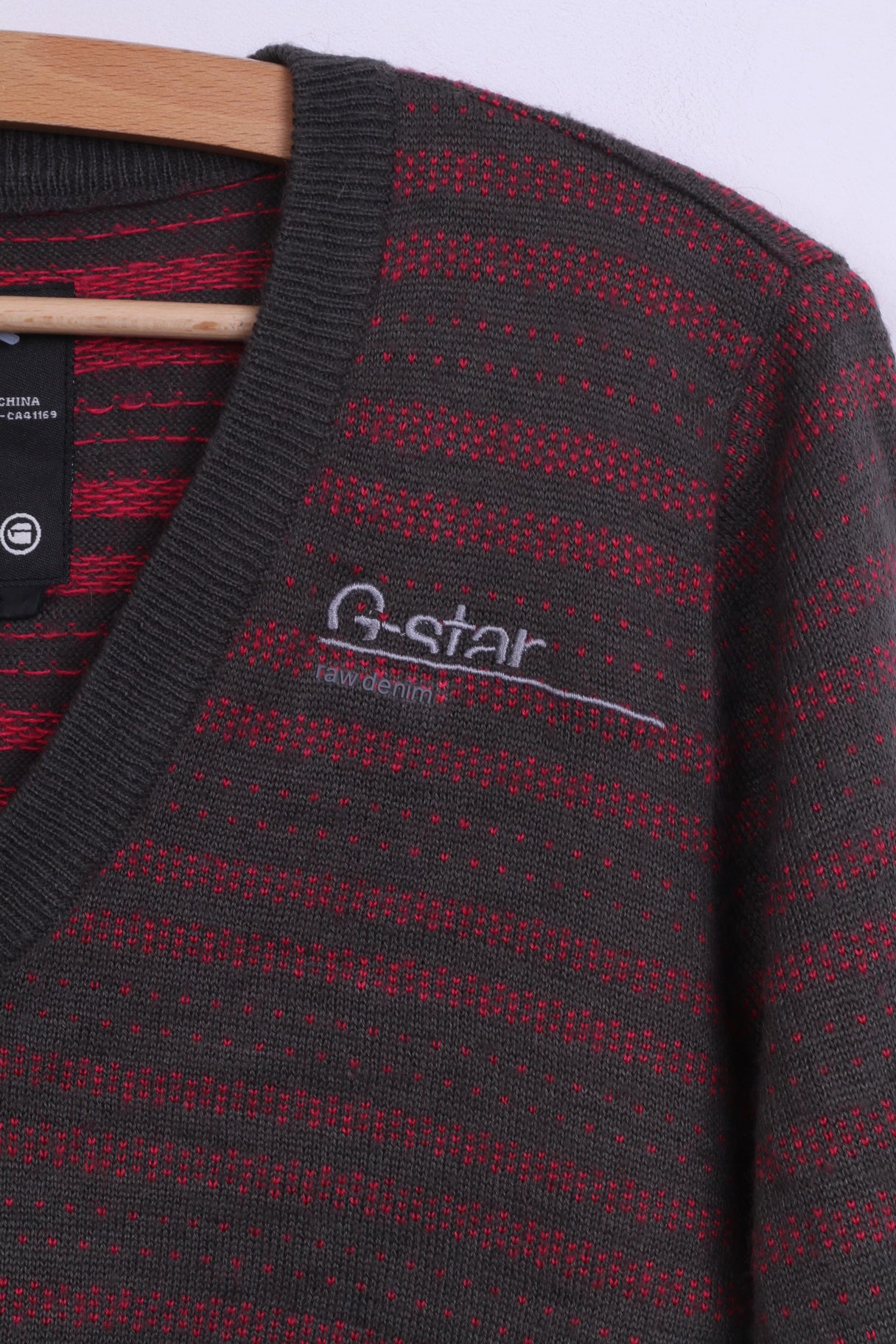 G-star Raw Denim Pull M Jumper V Neck Homme Rayé Gris