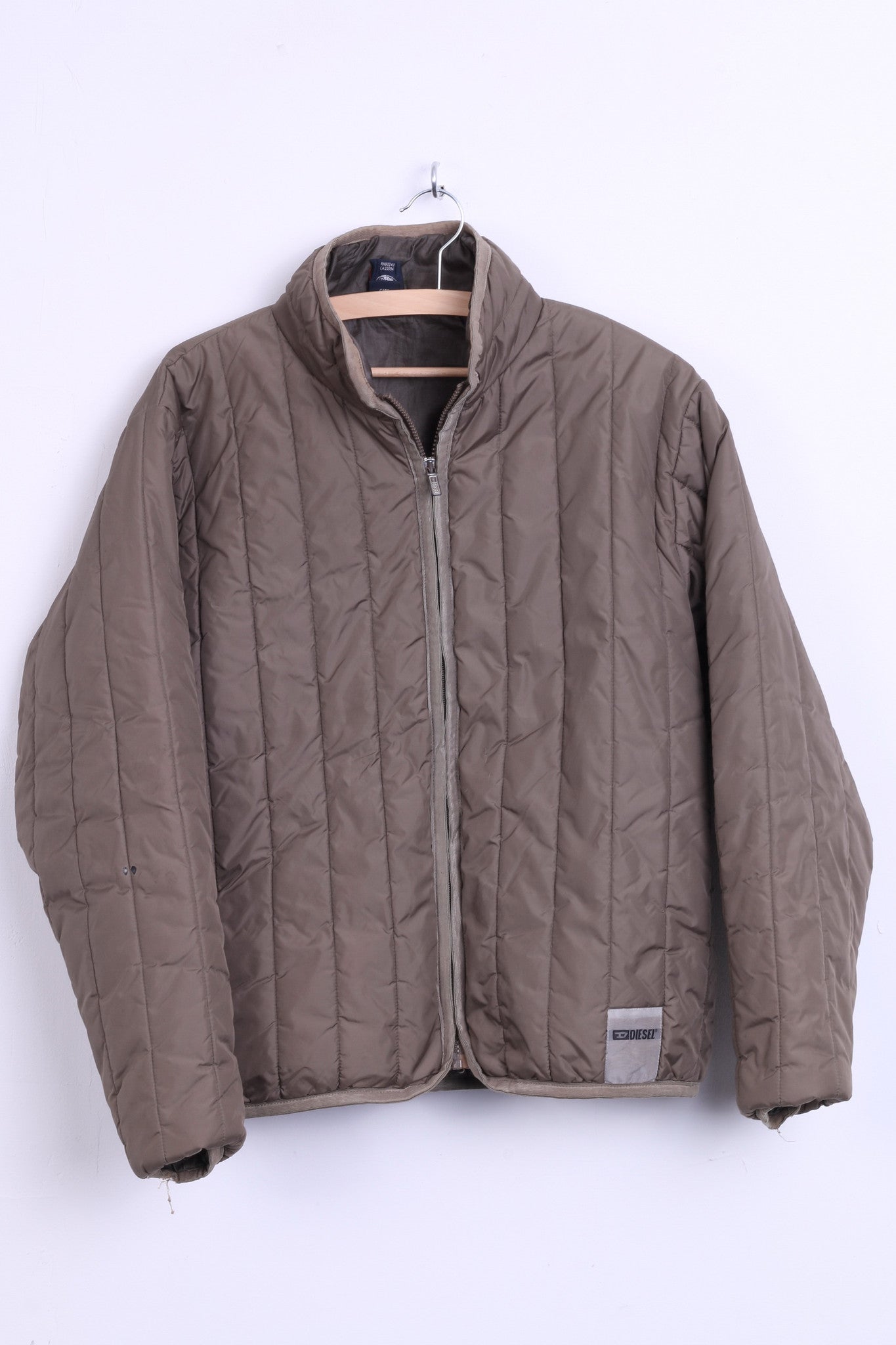 Diesel Womens M Nylon Jacket Khaki Quilted Top - RetrospectClothes