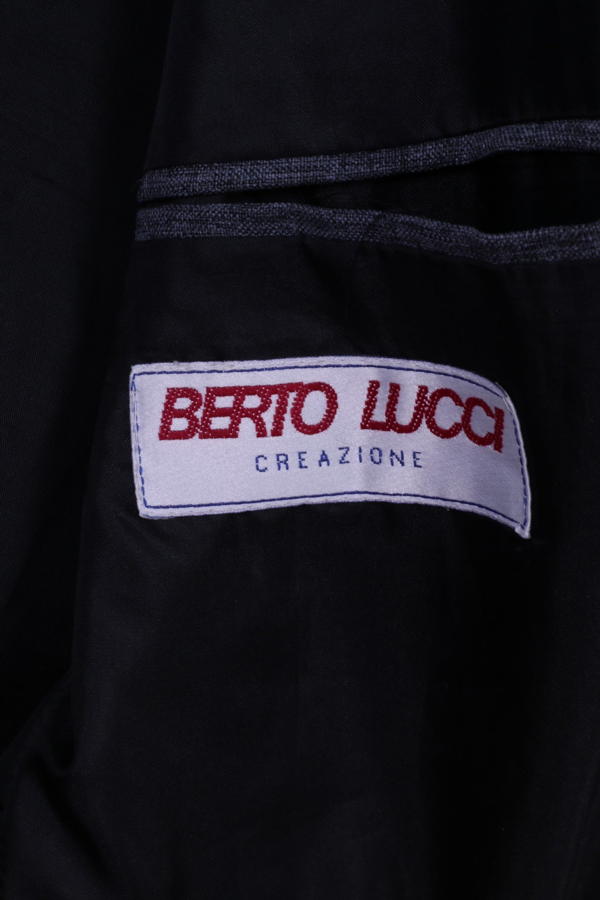 Berto Lucci Creazione Men 40 50 Blazer Blue Vintage Single Breasted Jacket