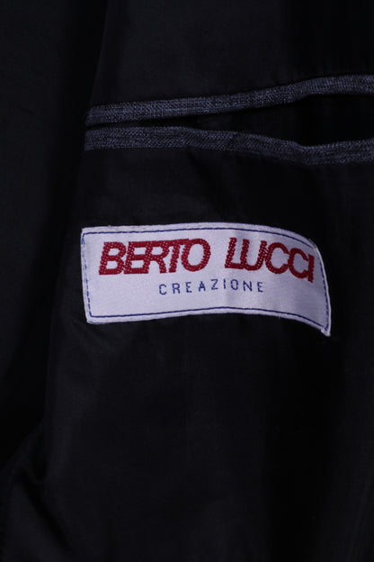 Berto Lucci Creazione Men 40 50 Blazer Blu Giacca Vintage Monopetto