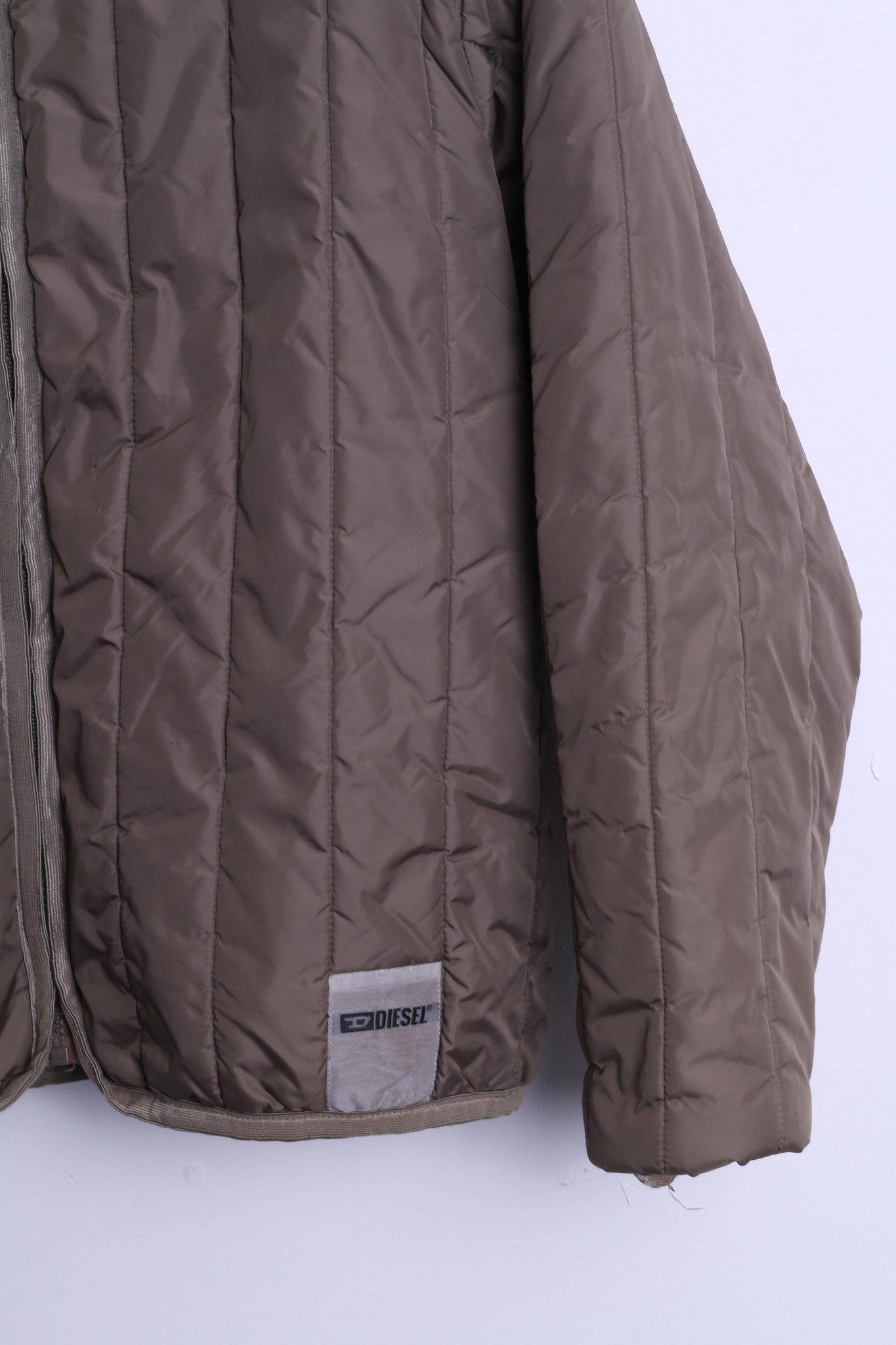 Diesel Womens M Nylon Jacket Khaki Quilted Top - RetrospectClothes