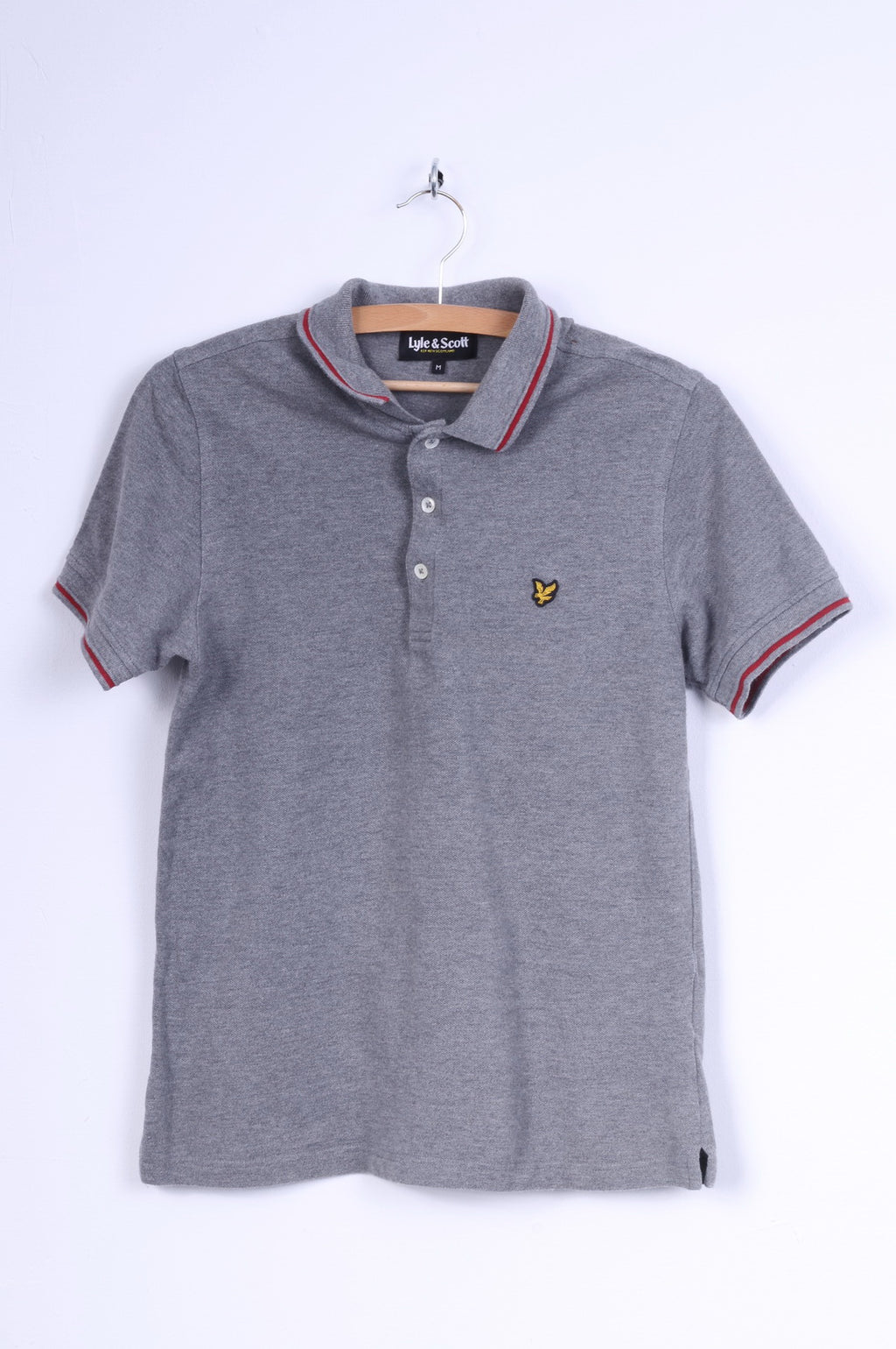 Polo Lyle &amp; Scott da uomo M (S) in cotone grigio Scozia manica corta