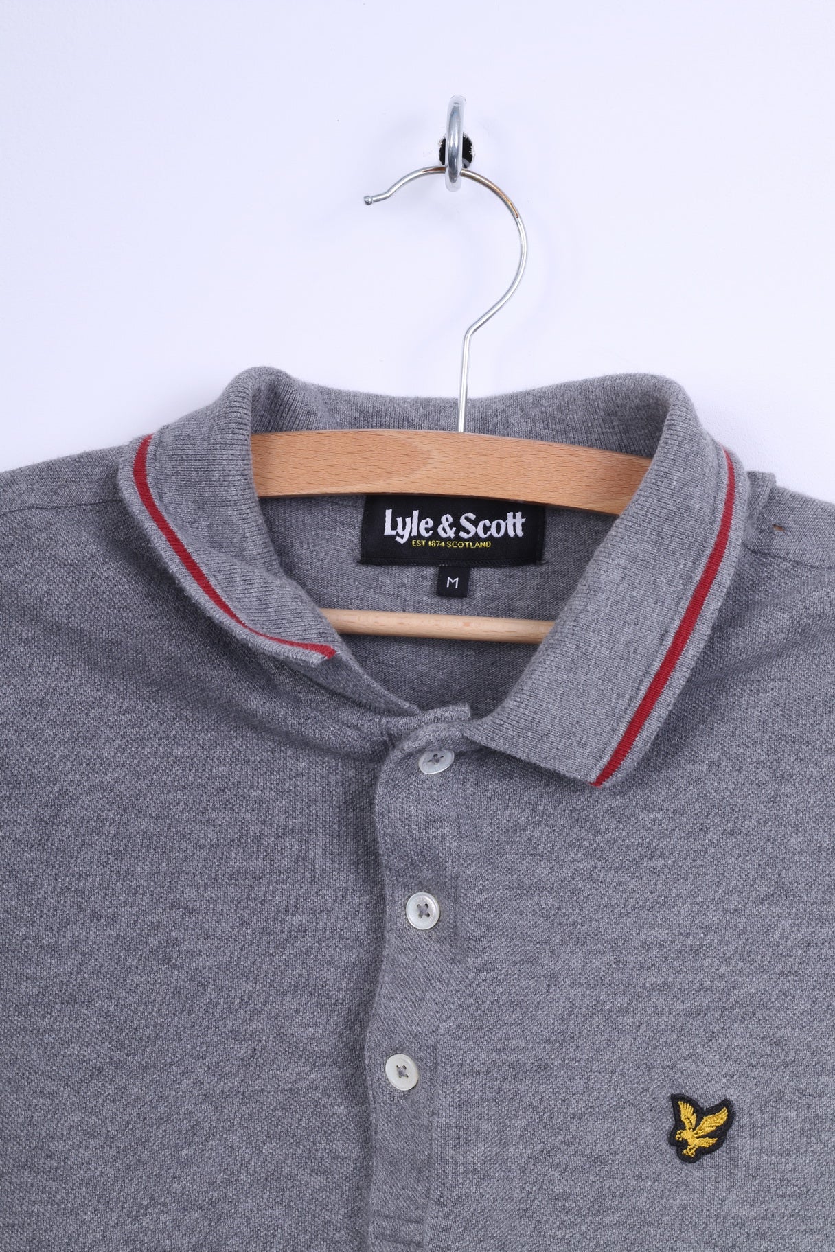 Lyle & Scott Mens M (S) Polo Shirt Grey Cotton Scotland Short Sleeve
