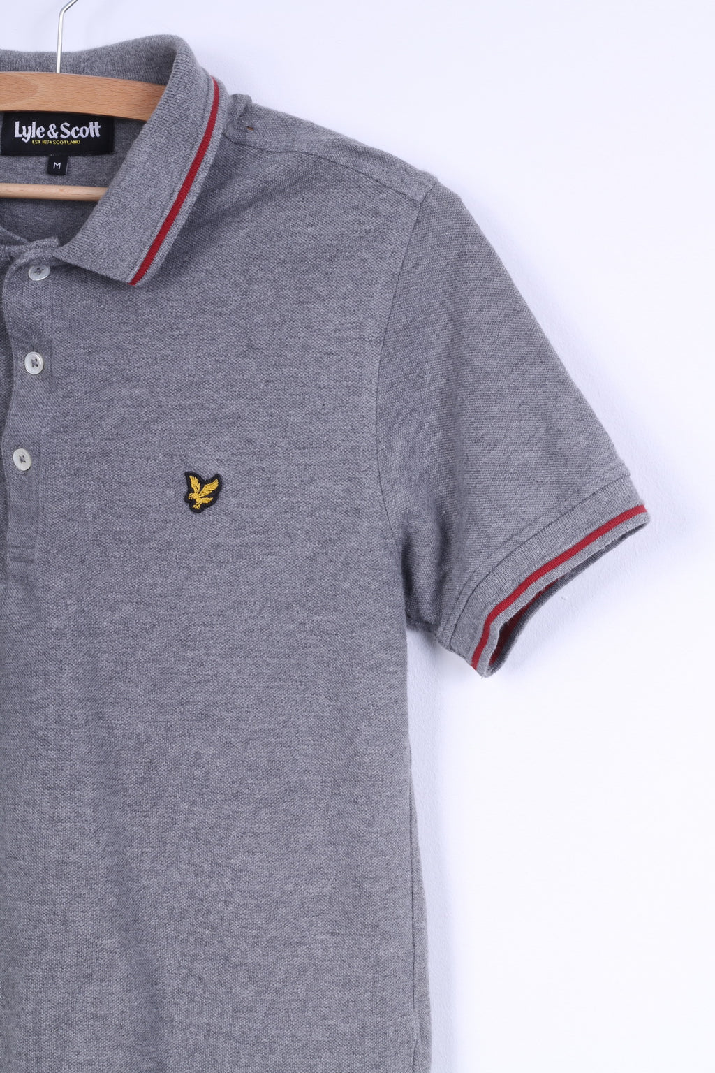 Polo Lyle &amp; Scott da uomo M (S) in cotone grigio Scozia manica corta