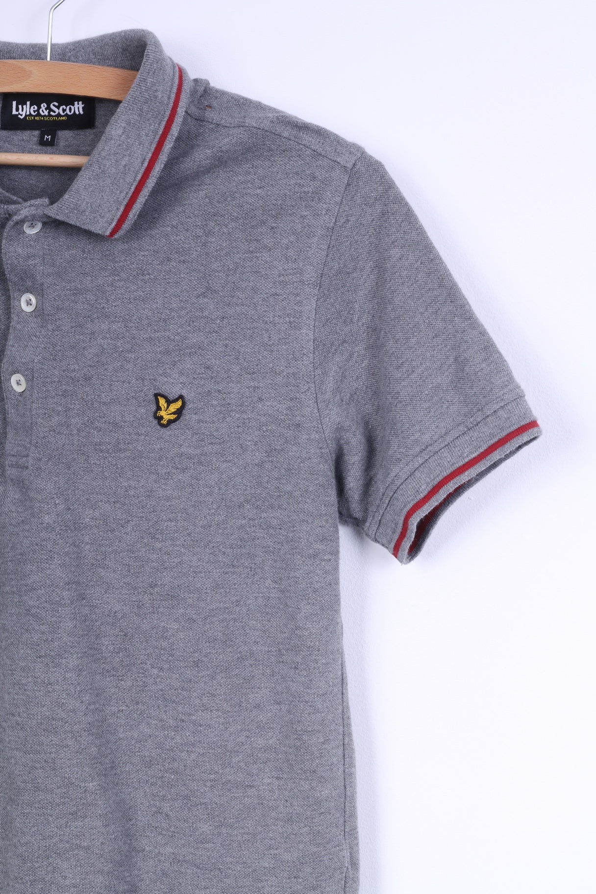 Polo Lyle &amp; Scott da uomo M (S) in cotone grigio Scozia manica corta
