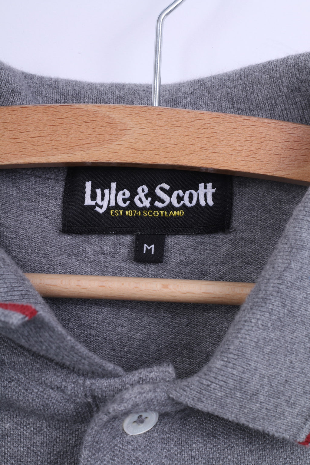 Polo Lyle &amp; Scott da uomo M (S) in cotone grigio Scozia manica corta
