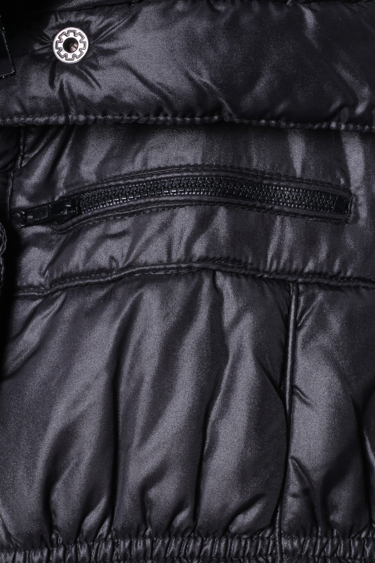 Orsay Womens 40 M/L Bodywarmer Full Zipper Padded Black Shiny nylon Vest