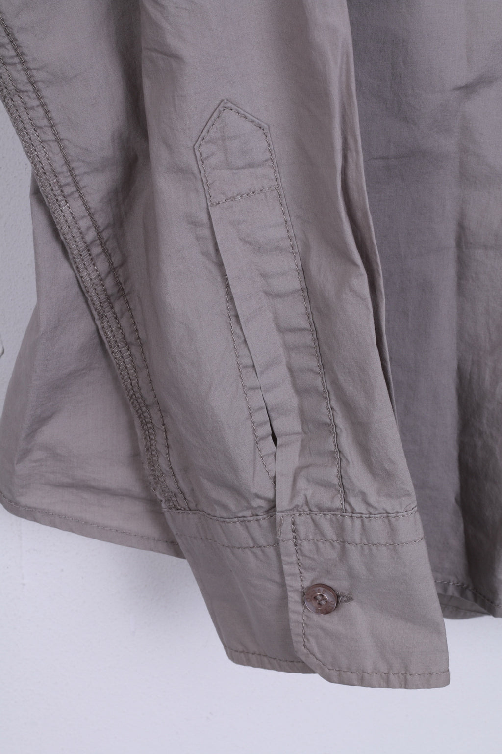 GUESS Camicia casual da uomo S in cotone grigio a maniche lunghe con colletto standard