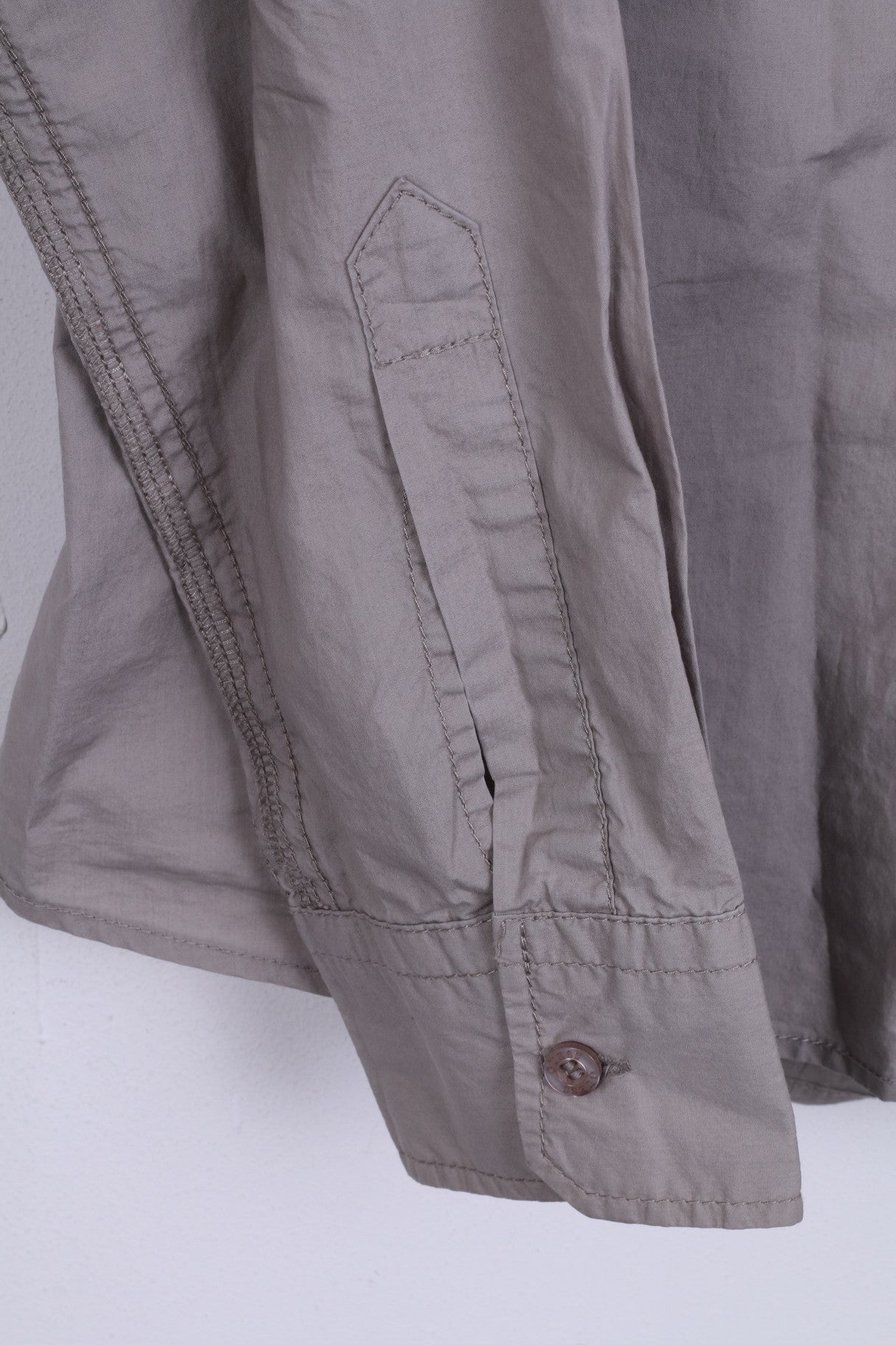 GUESS Camicia casual da uomo S in cotone grigio a maniche lunghe con colletto standard